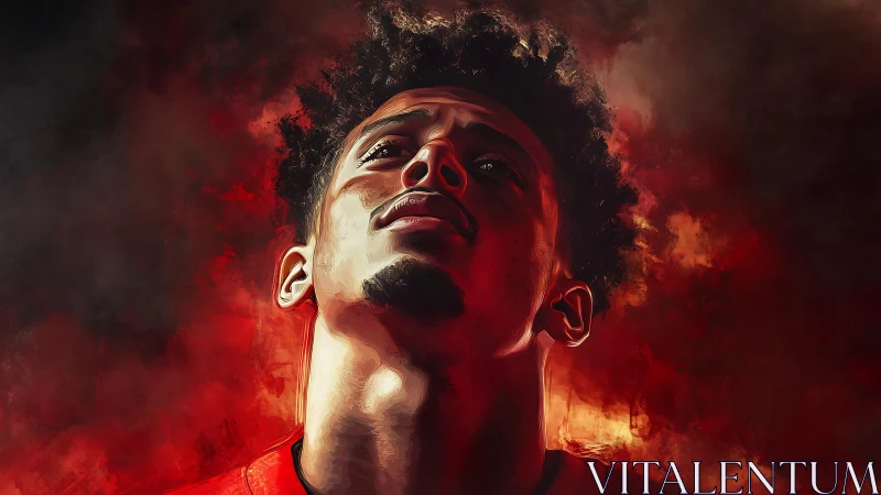 Heroic low-angle portrait uses dramatic chiaroscuro lighting