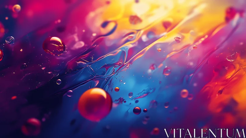 Chromatic liquid orbs over neon gradients in macro focus.