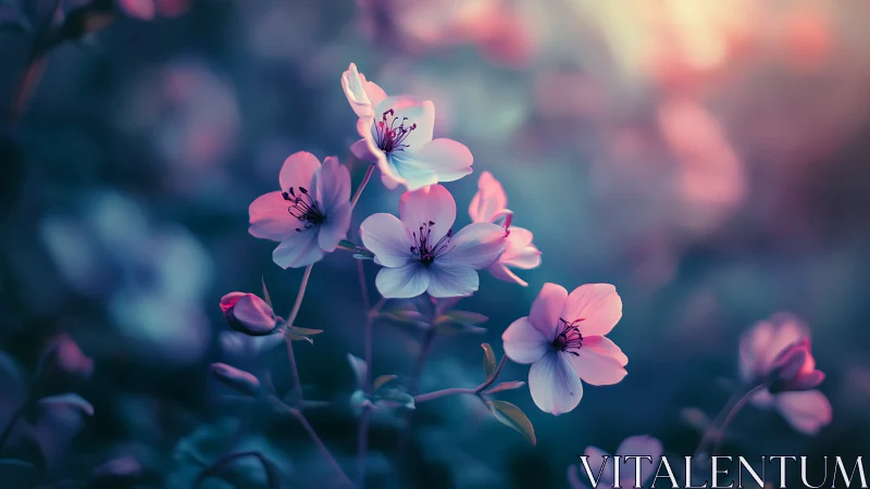 Soft Pink Blossoms in Dreamy Bokeh Light.