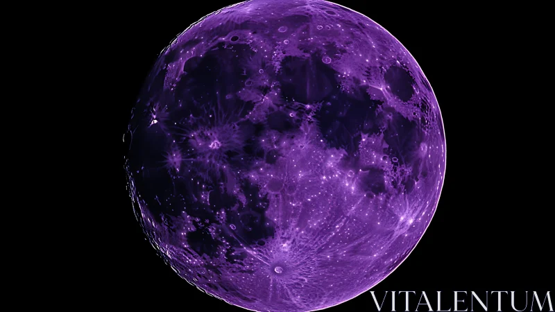 Luminous violet moon reimagined with radiant crater detail.