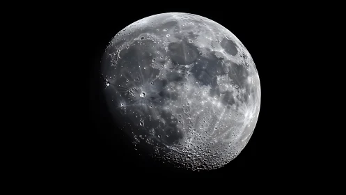 Detailed lunar surface study in stark cosmic isolation.