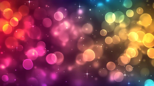 Multicolored bokeh circles with soft gradients and light points.