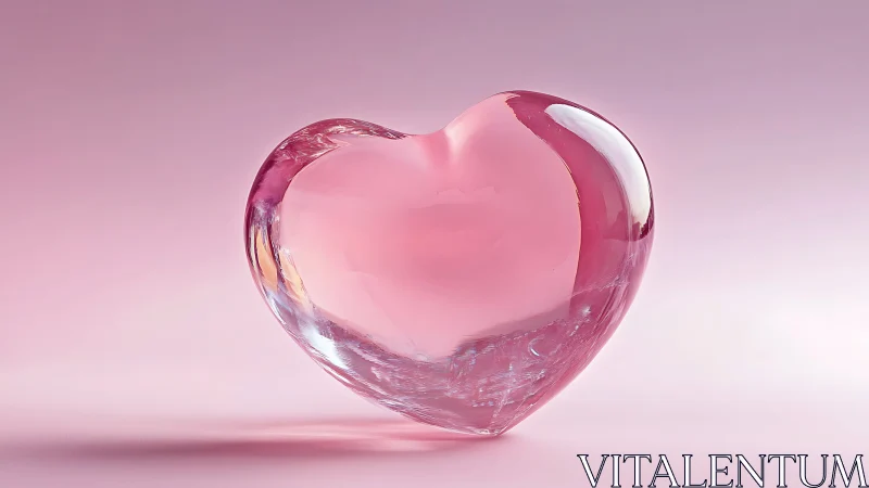 Crystalline Heart Suspended in Luminous Pink Tranquility.