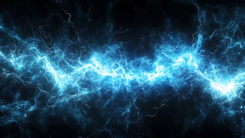 Electric blue energy river glows boldly across the darkness
