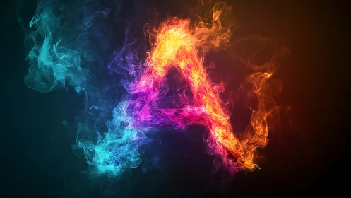 Neon fire gradient with cyan blue magenta and orange flames