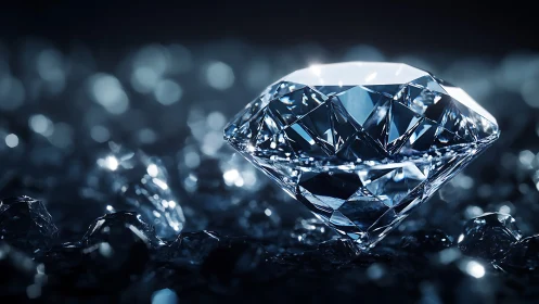 Luminous diamond resting in a dreamy nightfield of light.