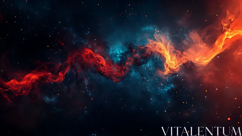 Solar ribbons duel across a midnight-blue cosmic river