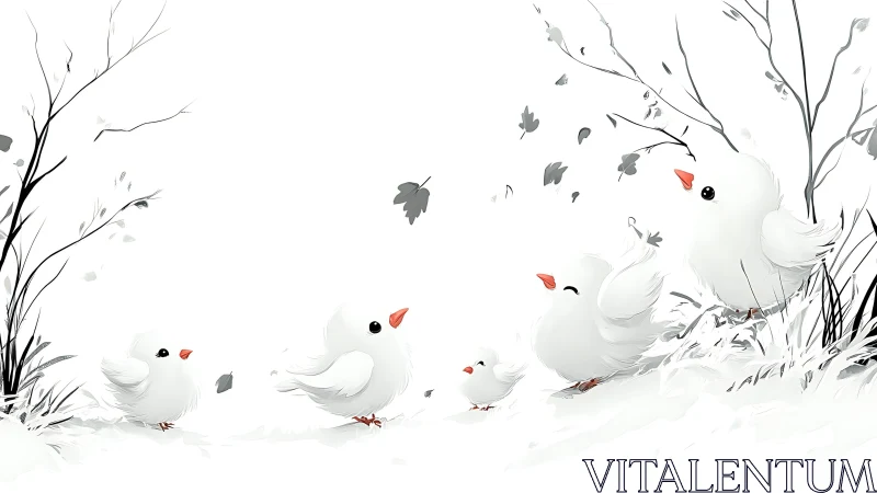 Snowflake sparrows tumble through a whispering winter meadow.