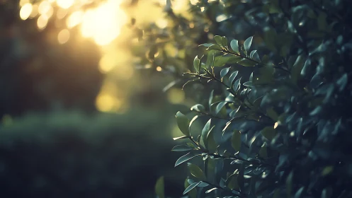 Sunlit Green Leaves in Soft Focus Nature Photography.