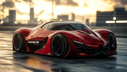 Aerodynamic red hypercar concept with low-slung carbon body surfaces