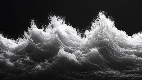 Monochrome storm surge rendered in fine filament lines.