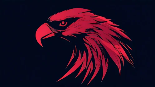 Fierce Red Eagle Head Digital Art on Dark Background.