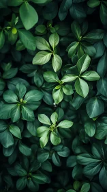 Lush green foliage pattern with layered glossy leaves.