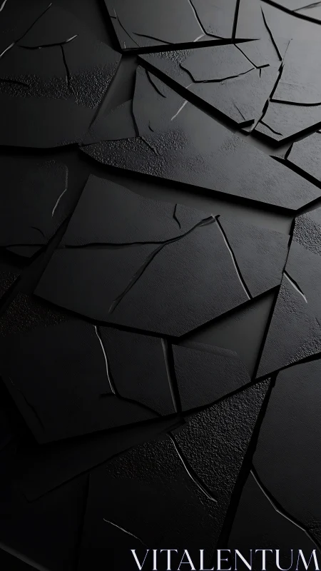 Shattered black panels form a moody abstract textured surface