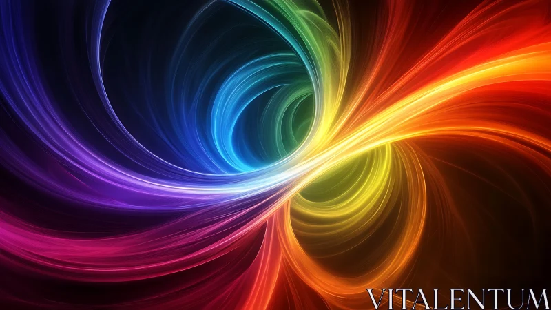 Curved neon light swirls forming a vivid color vortex.