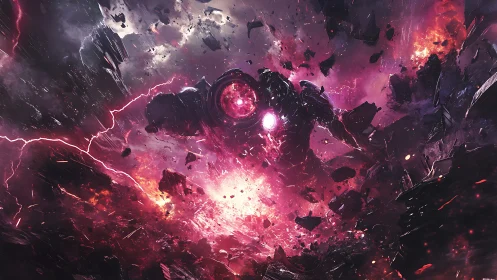 Cosmic-scale armored colossus emerging within nebular detonation