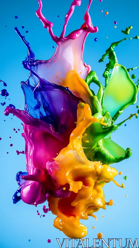 Vibrant liquid paint splash erupts in bold midair motion