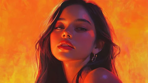 Cinematic digital portrait uses warm rim lighting and bold chroma contrast