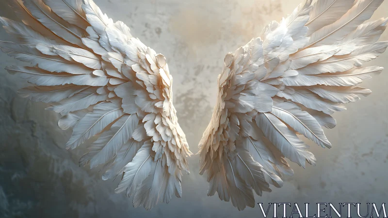 Luminous feathered wings poised midair in hushlight grace.