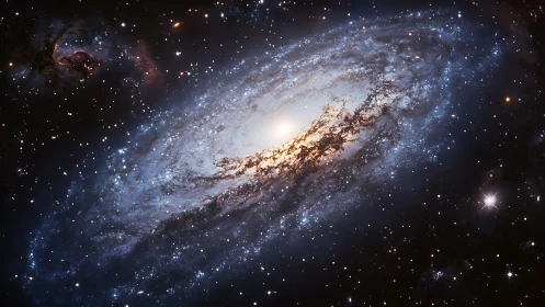 Spiral galaxy core shows bright nucleus and dust lanes