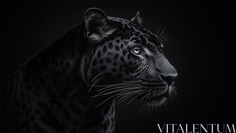 Black Leopard Profile Against Dark Background.