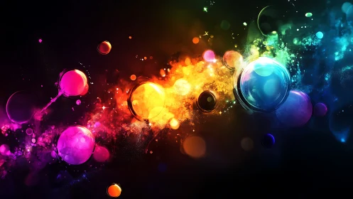 Chromatic nebula orbs with luminous spectral particle streams