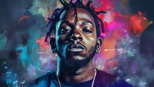 Bold portrait in neon storm, where color meets confidence.