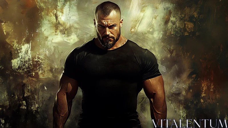 Storm-shouldered warrior in molten shadows stands unbroken.