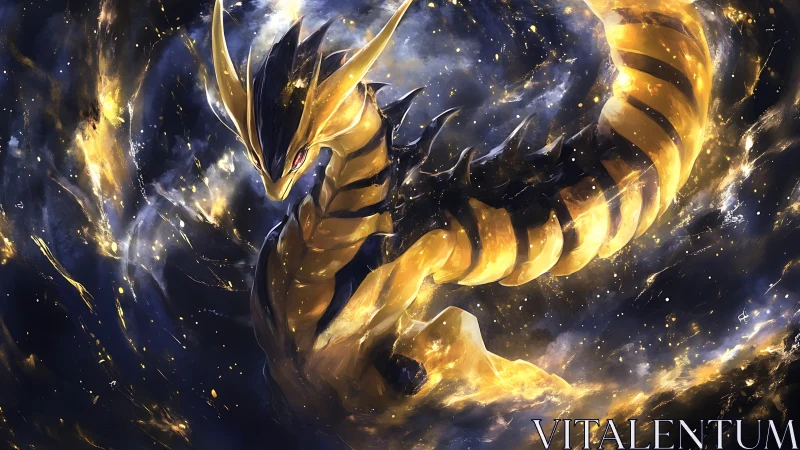 Cosmic serpentine dragon rendered in luminous astral vortices.