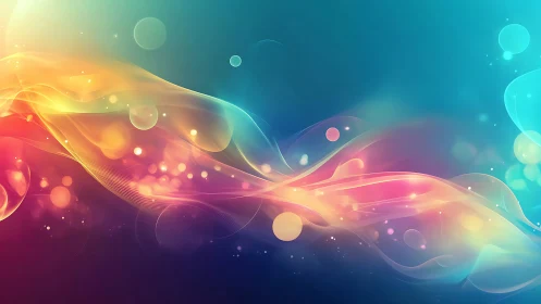 Iridescent light waves flowing across vibrant cosmos.