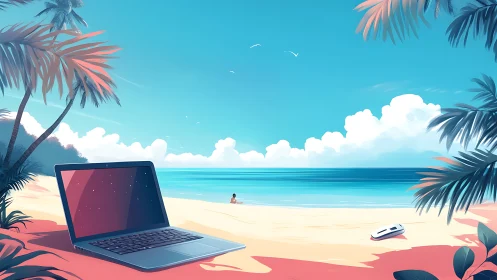 Laptop Dreams by the Turquoise Shore.