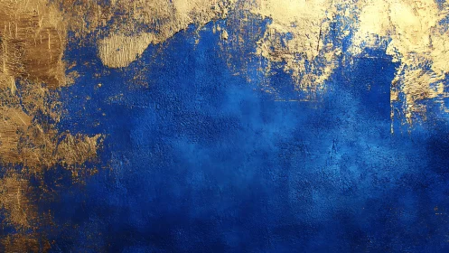 Cobalt microtextured field with distressed metallic gold overlay.