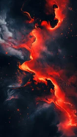 Volcanic Eruption with Flowing Lava Streams