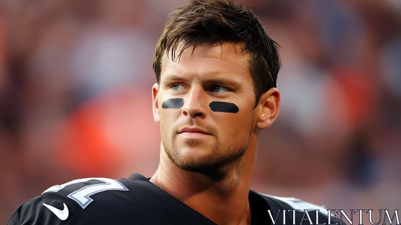 Game-day focus on the sideline with determined football pro.