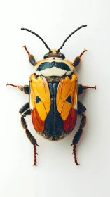 Beetle in formalwear quietly dazzles on clean white stage