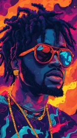 Neon duotone portrait isolates urban figure in blazing chroma