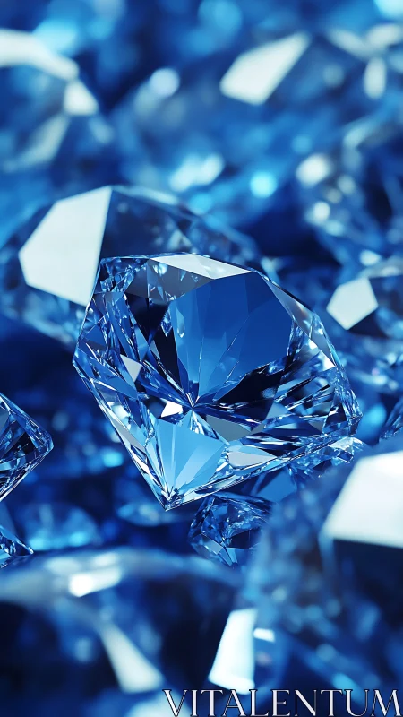 Blue-cut gemstones reflect sharp light across faceted surfaces