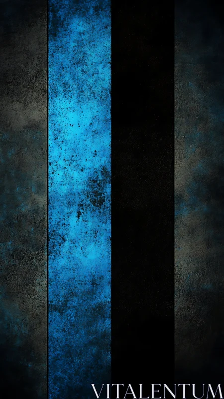 Vertical grunge stripes in electric blue and charcoal tones.