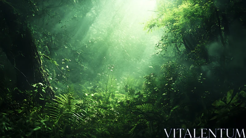 Subtropic Forest Canopy with Volumetric Light Penetration and Depth-of-Field