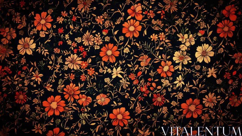 Midnight garden blooms whisper in glowing embroidered constellations