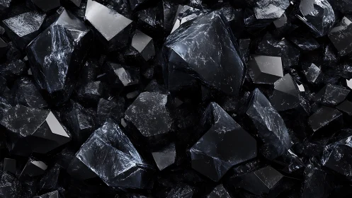 Midnight crystals tumble together in sharp reflective silence