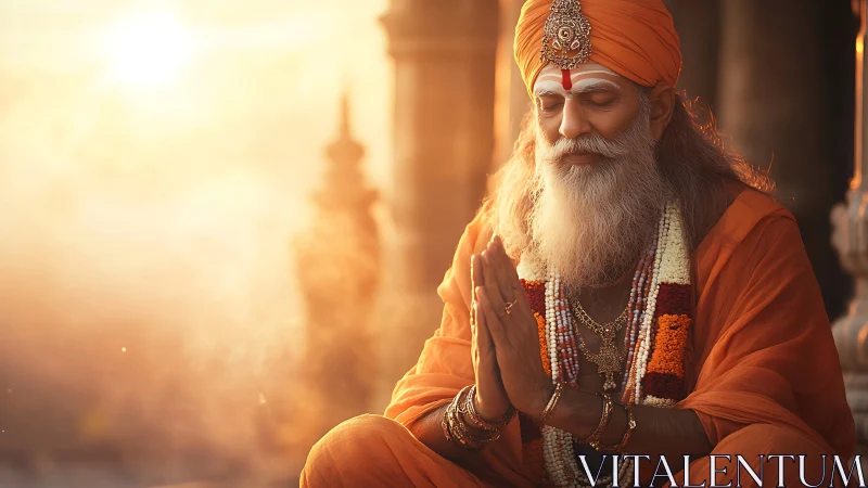 Sunlit sage folds dawn into prayer and quiet radiance