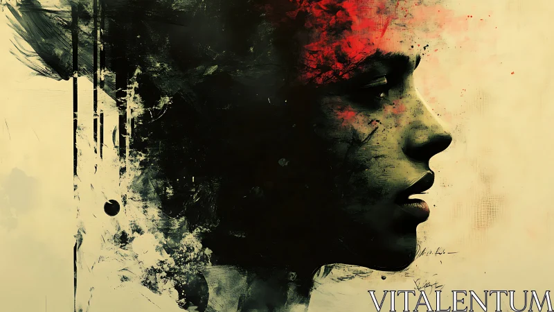 Midnight thoughts blooming in a painted profile dreamscape.