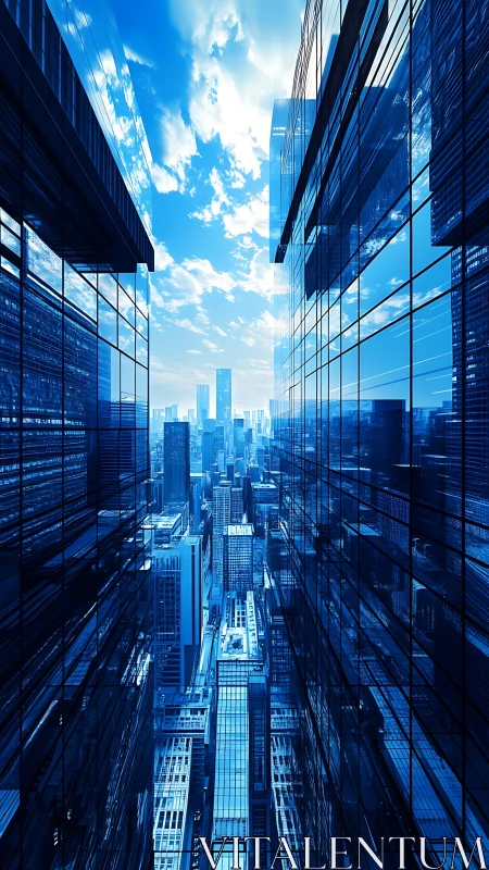 Urban Skyline Convergence: Blue Metropolitan Corridor.