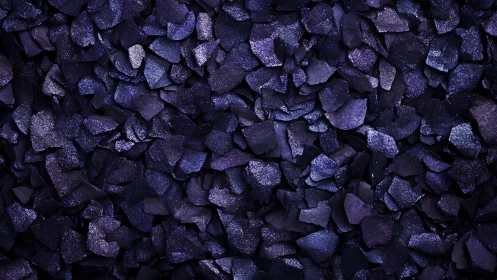 Iridescent violet pigment shards with granular surface scattering.