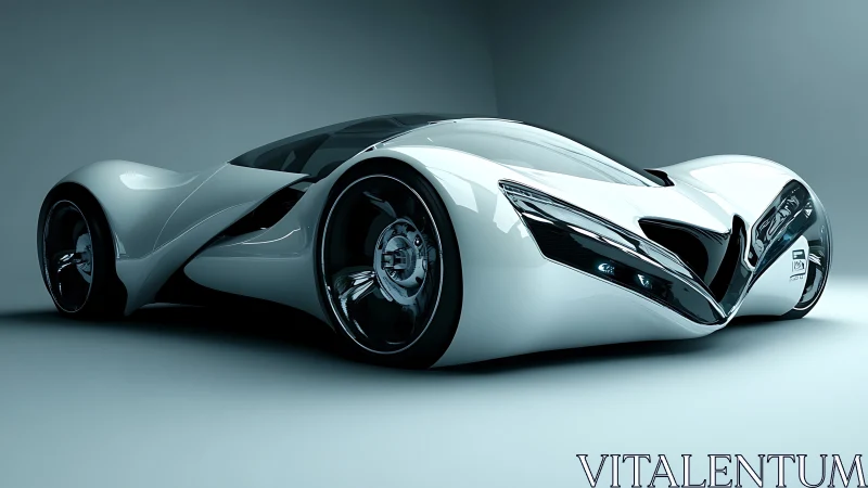 Futuristic aerodynamic concept car with glossy parametric bodywork