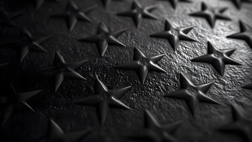 Embossed Metal Stars Pattern in Dramatic Monochrome Lighting.