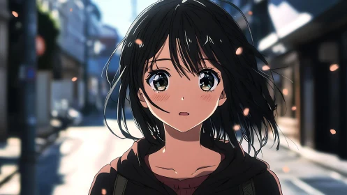 Soft morning light catches a thoughtful anime girl in wonder