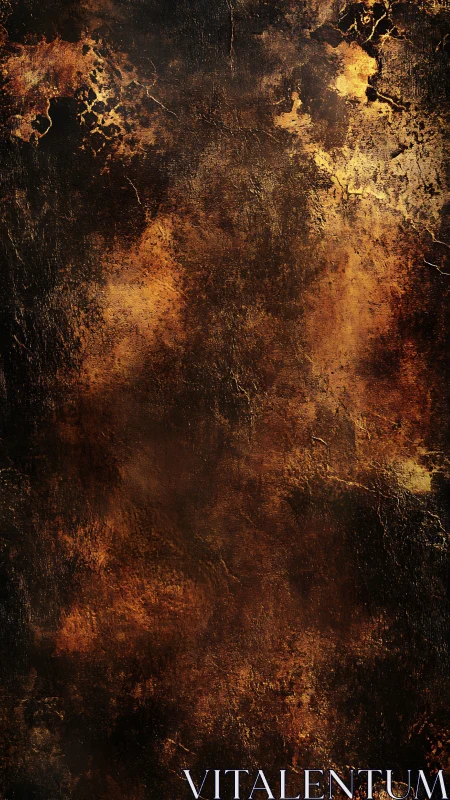 Oxidized Metal Surface with Burnished Gold Patina and Decay