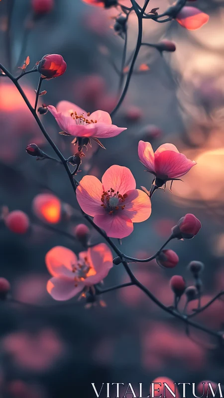 Pink Flowers at Golden Hour.